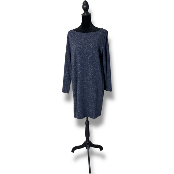 GAP Blue-Gray Sheath Knit Casual Mini Dress Straight Boat Neckline 3/4 Sleeves - Picture 2 of 15